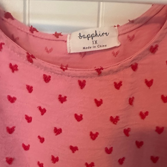 Sapphire 1x Pink Heart Print Blouse valentines - Picture 2 of 4